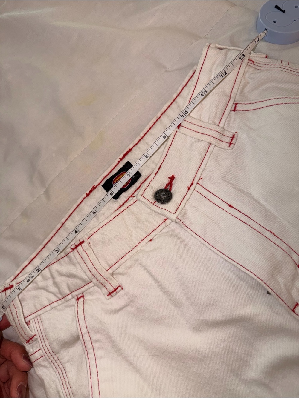 Dickies White Carpenter Pants with Red Topstitching - Picture 6 of 7